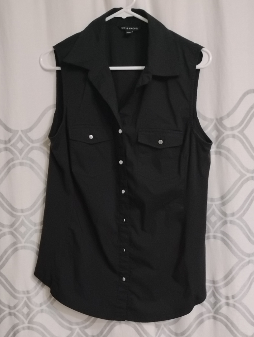 Zac & Rachel Black Button Up Sleeveless Blouses - Picture 3 of 5